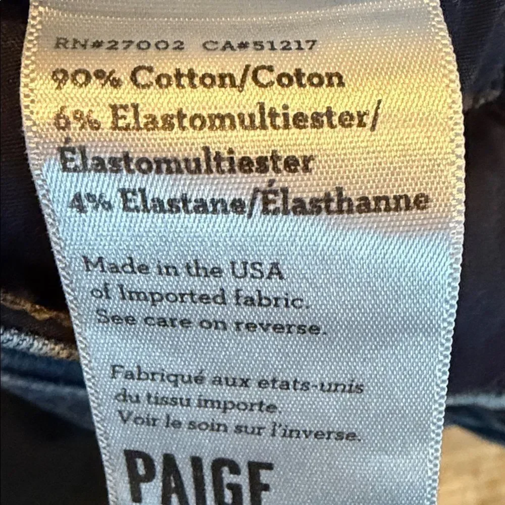 Paige Skyline Ankle Peg Jeans Skinny Dark Wash Size 29